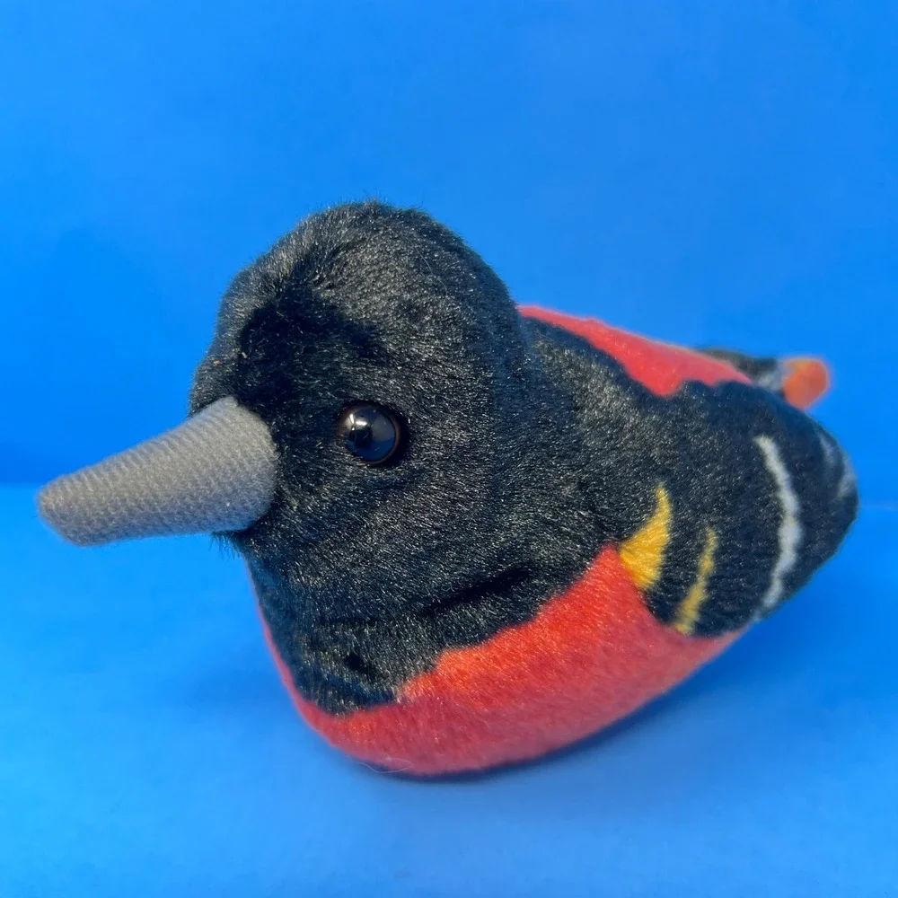 Wild Republic Baltimore Oriole Small Black‎ Orange Tweets Sound Bird Plush Toy